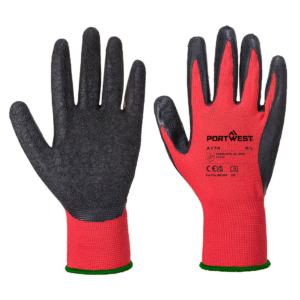 Portwest Flex Grip Latex Glove, Red/Black