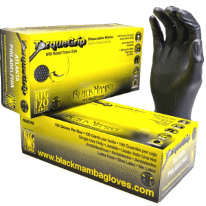 Black Mamba Black Torque Nitrile Disposable Gloves 7mil, 100 gloves per box
