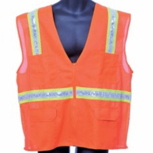 Surveyor's Vest, Orange with White on Lime Stripes
