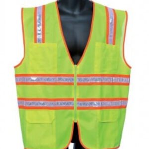 Surveyor's Vest Green with White and Orange Stripes