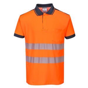 Portwest PW3 Hi-Vis Cotton Comfort Polo Shirt Orange/Navy