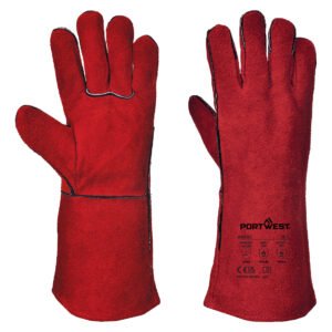 Portwest Welders 210 Split Leather Red Gauntlet Red